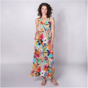 Nina Leonard Colorful Floral Maxi Dress